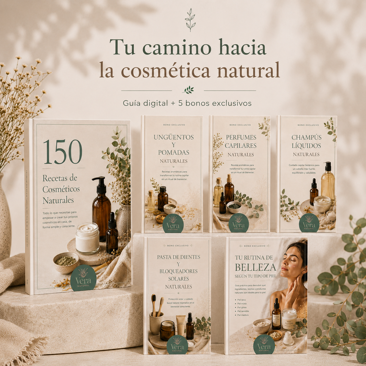 +150 RECETAS DE COSMÉTICA NATURAL + 5 BONOS 🎁